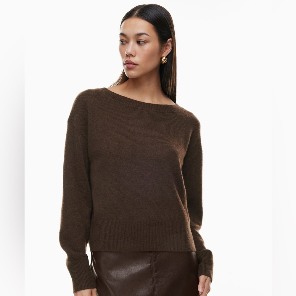 Aritzia Babaton Luxe Brown Cashmere Session Sweater. Size Small.